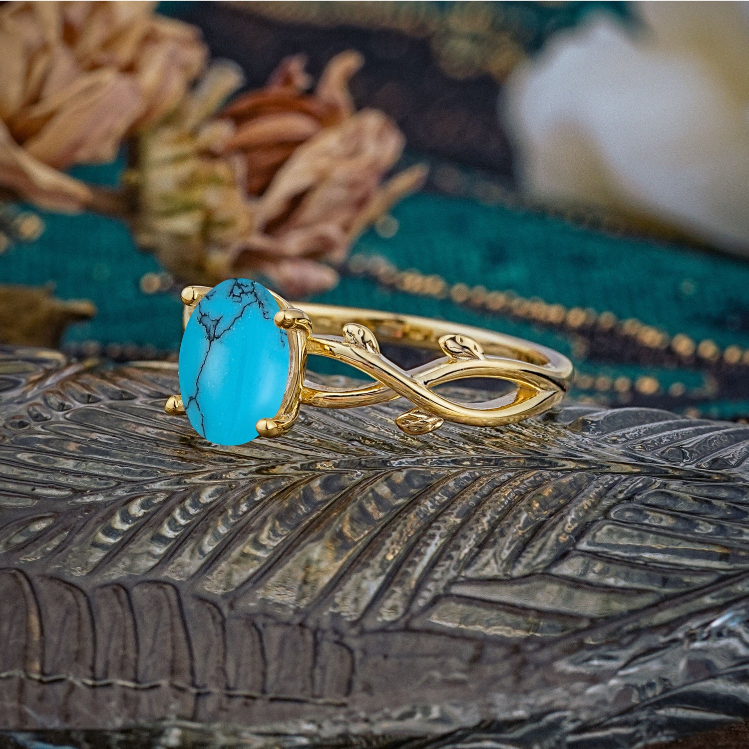 Nature inspired Turquoise Engagement Ring - Additional view