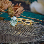Nature inspired Moss Agate Engagement Ring - Additional view