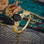 Nature inspired Black Onyx Engagement Ring - Additional view