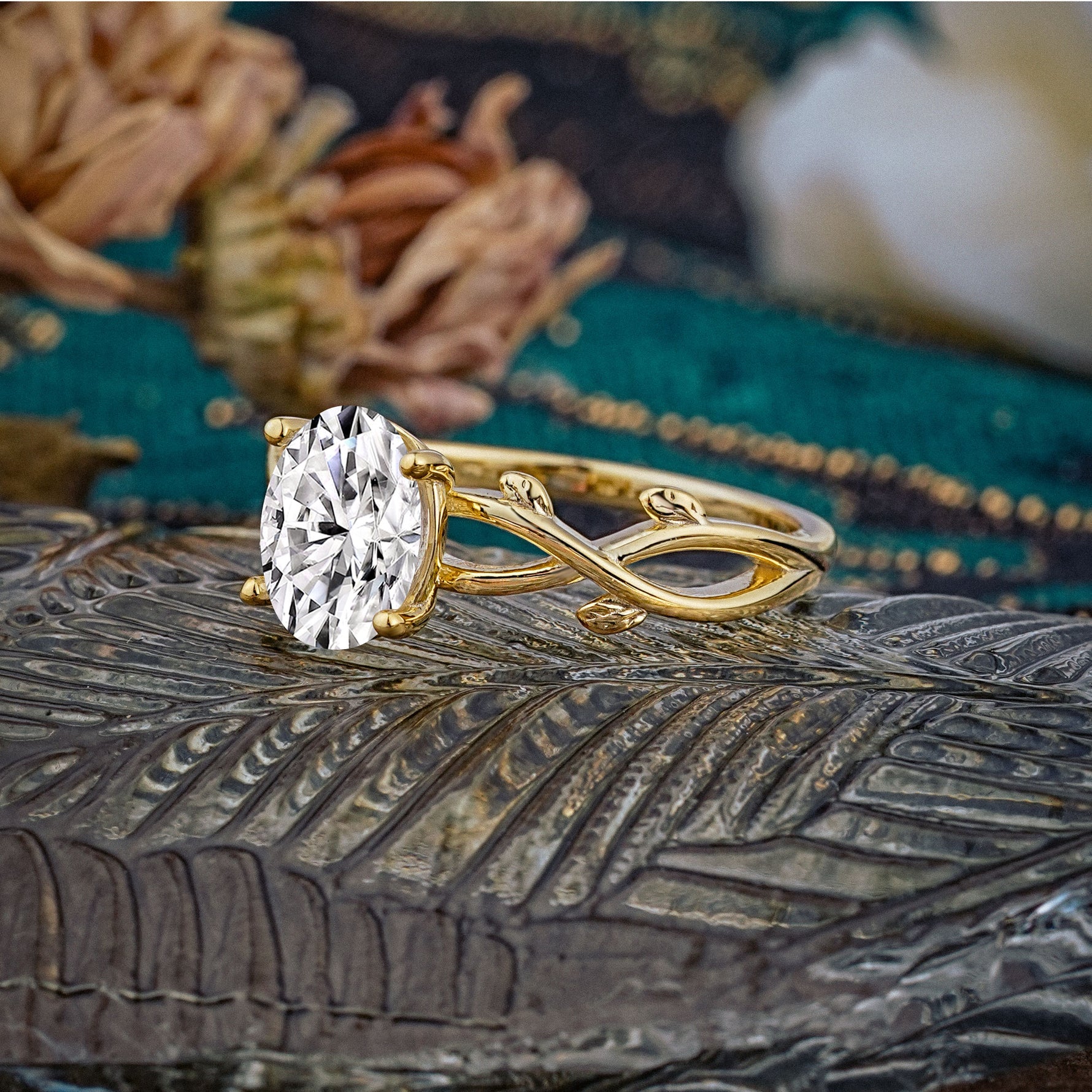 Nature inspired Lab Diamond Engagement Ring - Additional view