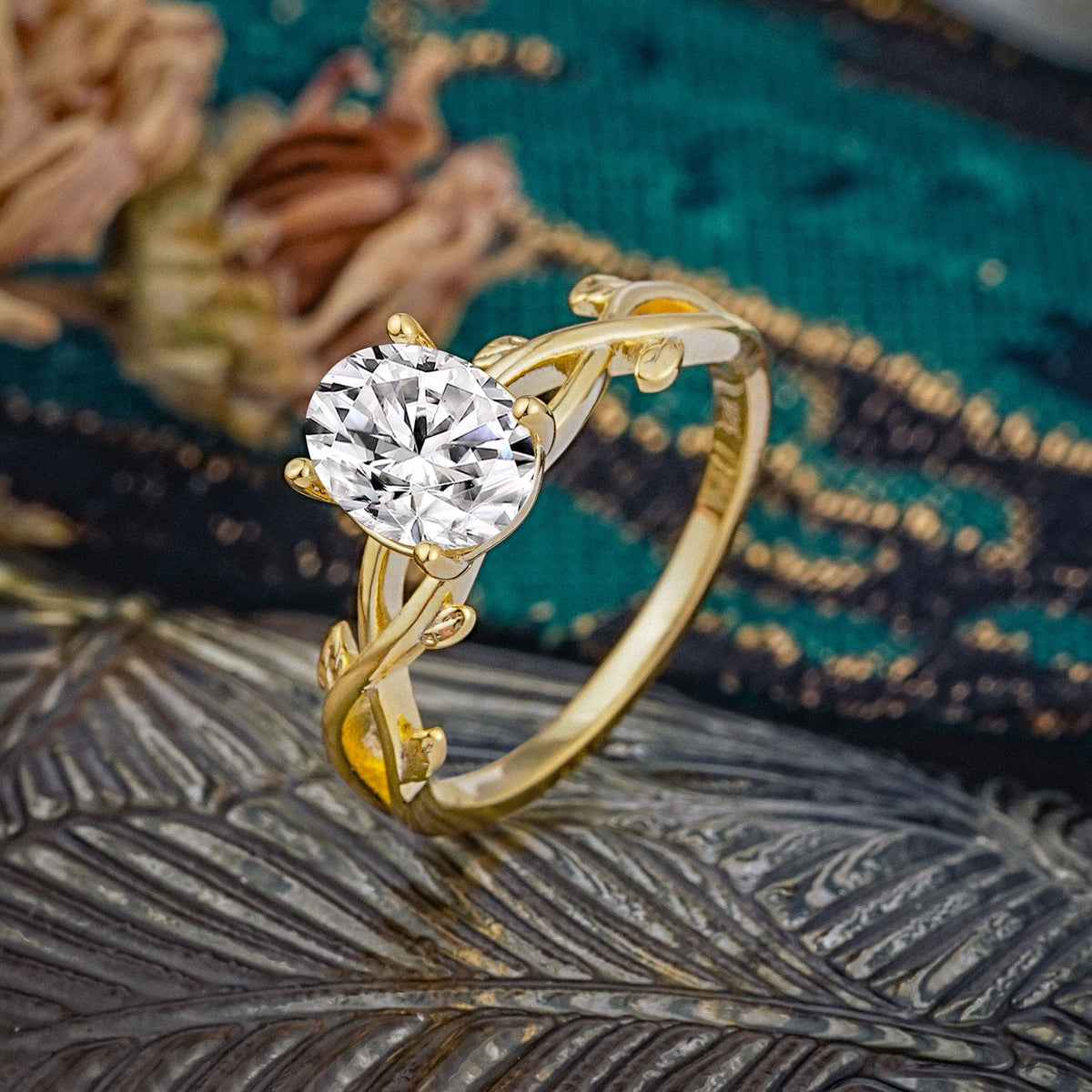 Nature inspired Lab Diamond Engagement Ring - Additional view