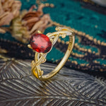 Nature inspired Garnet Engagement Ring - Additional view