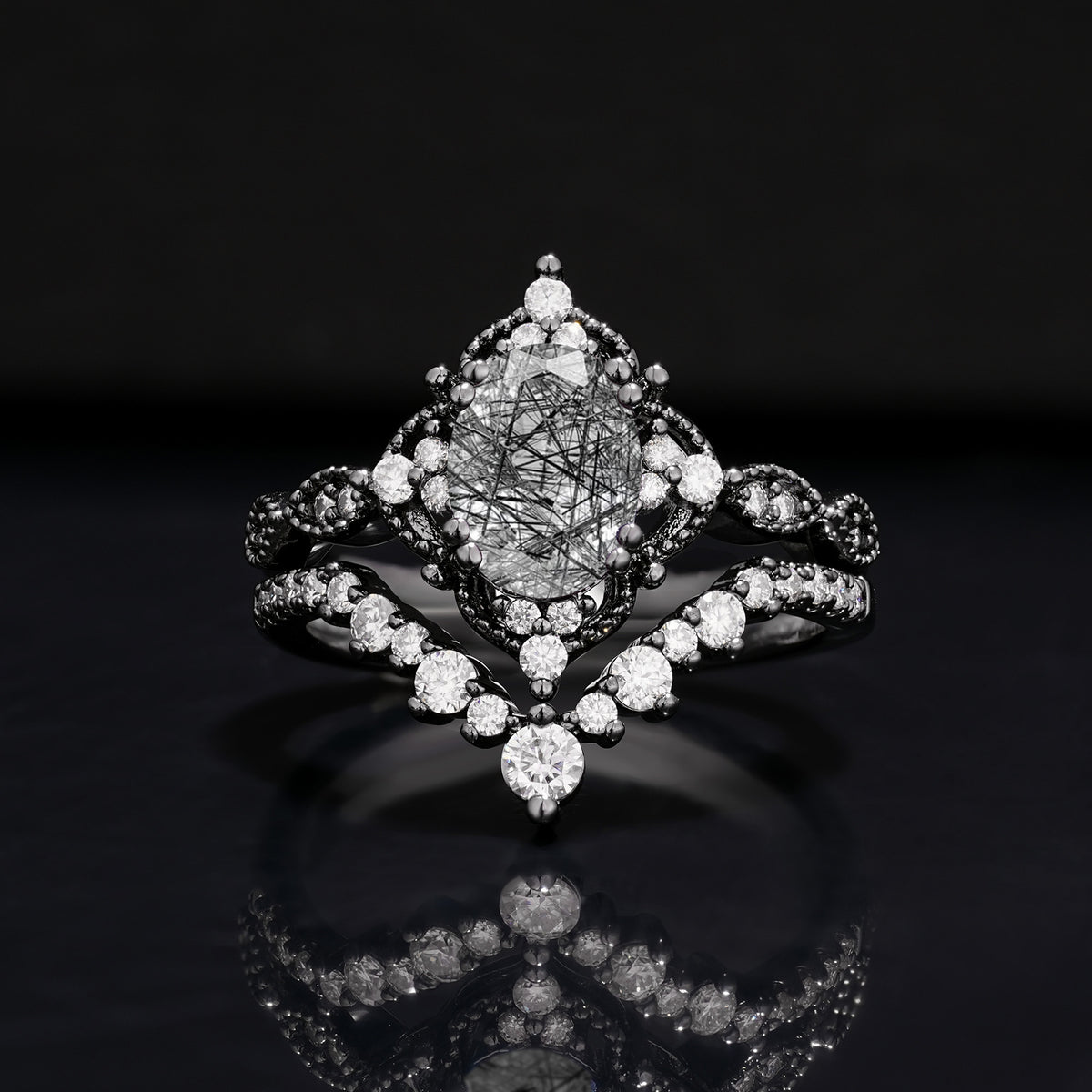 Halloween Exclusive Classic Gorgeous Oval-Cut Bridal Ring Set
