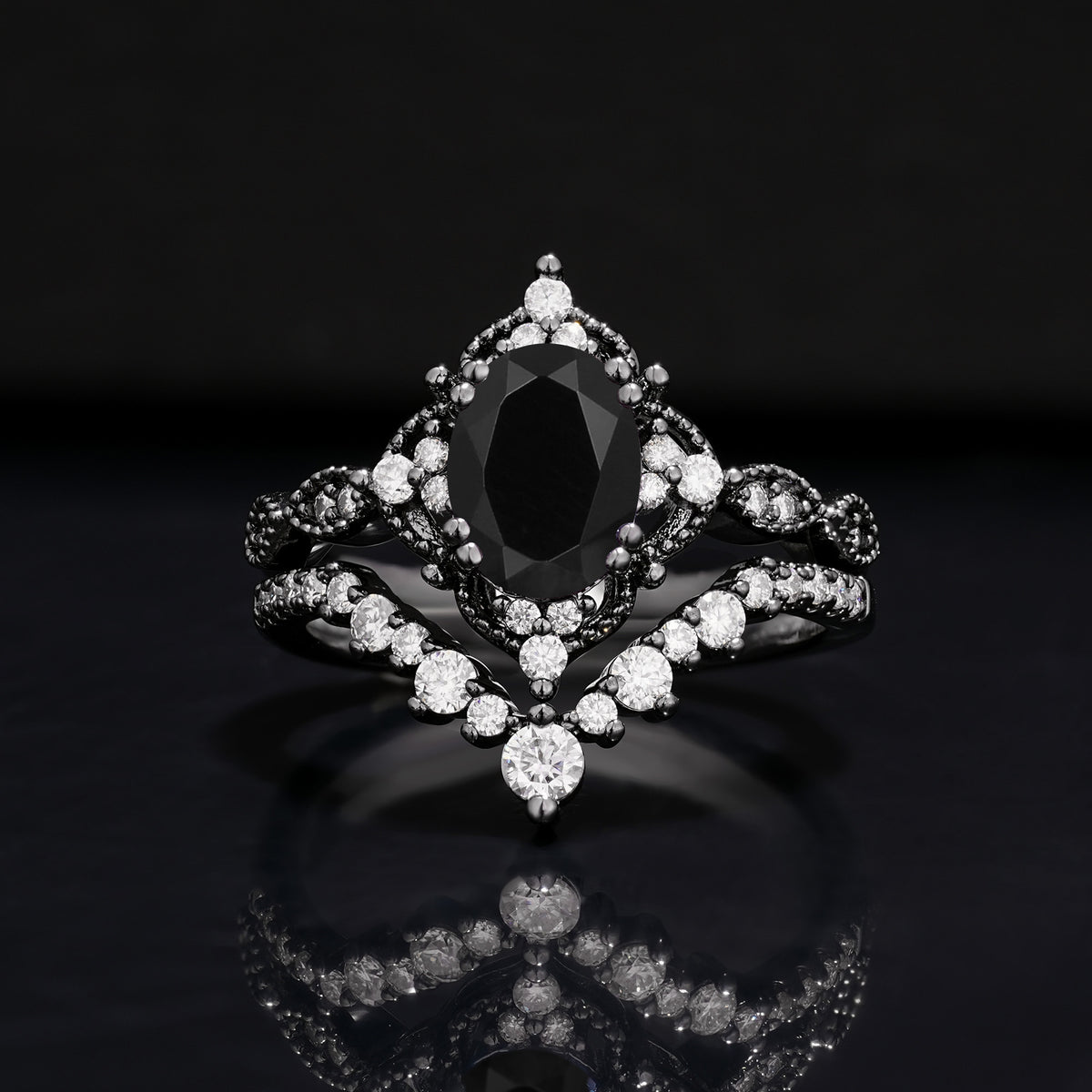 Halloween Exclusive Classic Gorgeous Oval-Cut Bridal Ring Set