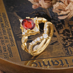 Gorgeous Oval Cut Natural Garnet Engagement Ring