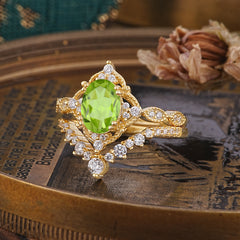 Gorgeous Oval Cut Peridot Engagement Ring