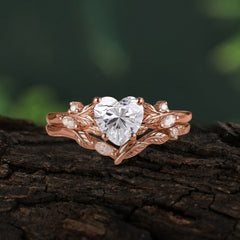 4-Prong Nature-Inspired Heart-Shaped Moissanite Engagement Ring