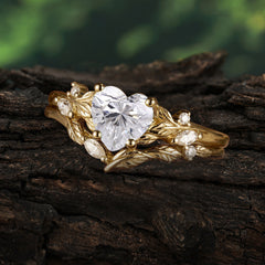 4-Prong Nature-Inspired Heart-Shaped Moissanite Engagement Ring