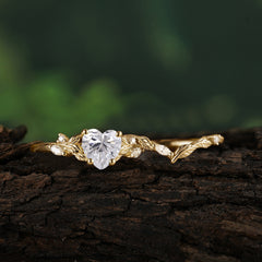 4-Prong Nature-Inspired Heart-Shaped Moissanite Engagement Ring