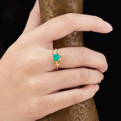 4-Prong Nature-Inspired Heart-Shaped Emerald Engagement Ring