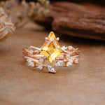 Fashion 4-Prong Kite-Cut Citrine Engagement Ring Set - Additional view