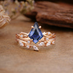 Fashion 4-Prong Kite-Cut Tanzanite Engagement Ring Set - Additional view
