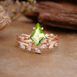 Fashion 4-Prong Kite-Cut Peridot Engagement Ring Set - Additional view
