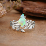 Fashion 4-Prong Kite-Cut Fire Opal Engagement Ring Set - Additional view