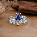 Fashion 4-Prong Kite-Cut Tanzanite Engagement Ring Set - Additional view