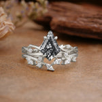Fashion 4-Prong Kite-Cut Black Rutilated Quartz Engagement Ring Set - Additional view