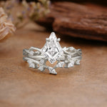 Fashion 4-Prong Kite-Cut Lab Diamond Engagement Ring Set - Additional view