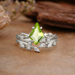 Fashion 4-Prong Kite-Cut Peridot Engagement Ring Set - Additional view
