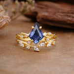 Fashion 4-Prong Kite-Cut Tanzanite Engagement Ring Set - Additional view