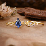 Fashion 4-Prong Kite-Cut Tanzanite Engagement Ring Set - Additional view