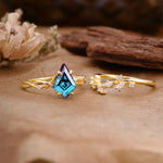 Fashion 4-Prong Kite-Cut Alexandrite Engagement Ring Set - Additional view