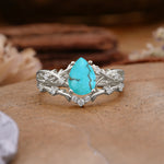 Nature-Inspired Pear-Cut Turquoise Ring Set - Additional view