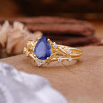 Nature-Inspired Pear-Cut Tanzanite Ring Set - Additional view