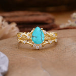 Nature-Inspired Pear-Cut Turquoise Ring Set - Additional view