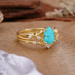 Nature-Inspired Pear-Cut Turquoise Ring Set - Additional view