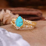 Nature-Inspired Pear-Cut Turquoise Ring Set - Additional view
