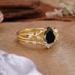 Nature-Inspired Pear-Cut Black Onyx Ring Set - Additional view