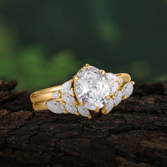 Luxury 6-Prong Oval-Cut Moissanite Engagement Ring Set
