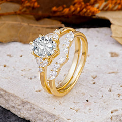 Luxury 6-Prong Oval-Cut Lab Diamond Engagement Ring Set