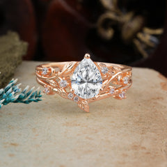 Timeless Pear Cut Lab Diamond Engagement Ring Set for Her