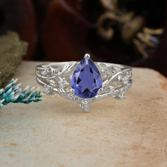 Timeless Pear Cut Tanzanite Engagement Ring Set for Her