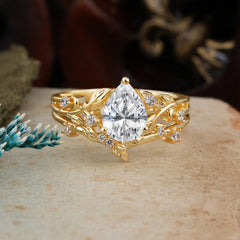 Timeless Pear Cut Lab Diamond Engagement Ring Set for Her