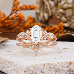 The Graceful Hexagon - Cut Moissanite Engagement Ring