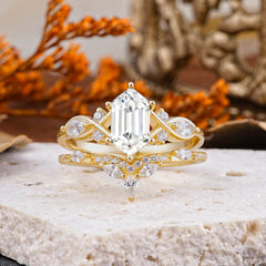 The Graceful Hexagon - Cut Moissanite Engagement Ring