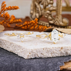 The Graceful Hexagon - Cut Moissanite Engagement Ring