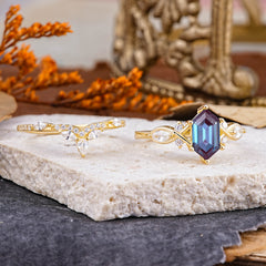 The Graceful Hexagon - Cut 6 Prong Alexandrite Engagement Ring