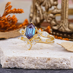 The Graceful Hexagon - Cut 6 Prong Alexandrite Engagement Ring