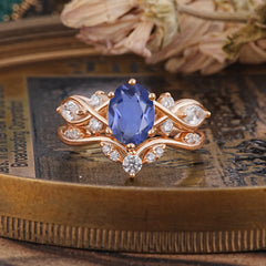 Luxury Oval Cut Tanzanite Engagement Ring