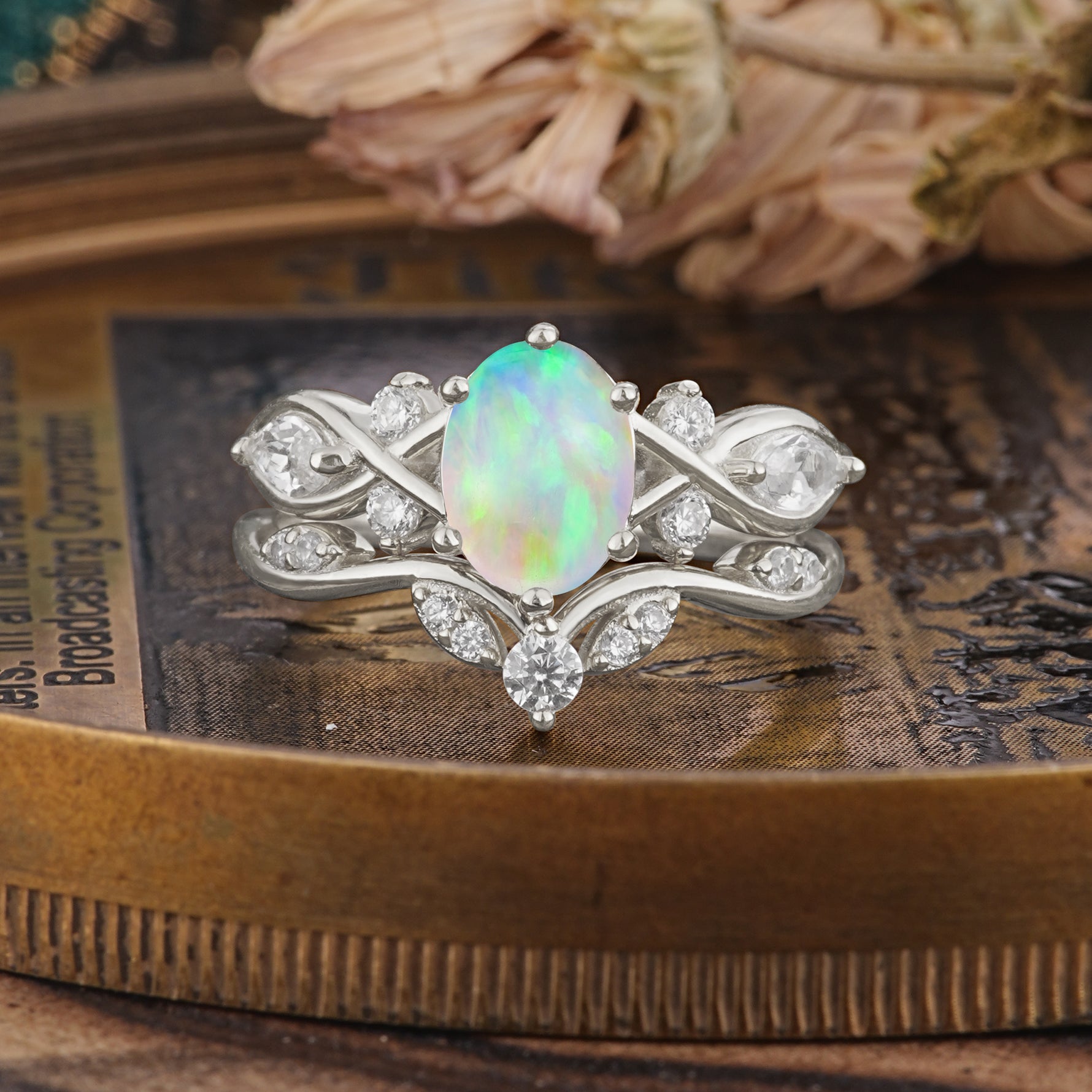 The Sumptuous Oval - Cut Fire Opal Halo Ring - Additional view