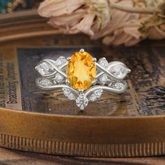 Luxury Oval Cut Citrine Engagement Ring