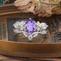 Luxury Oval Cut Amethyst Engagement Ring