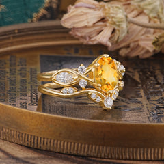 Luxury Oval Cut Citrine Engagement Ring