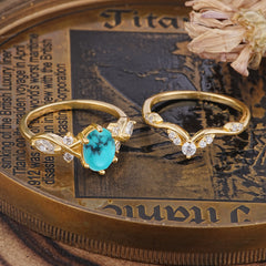 The Sumptuous Oval - Cut Turquoise Halo Ring