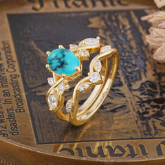 The Sumptuous Oval - Cut Turquoise Halo Ring