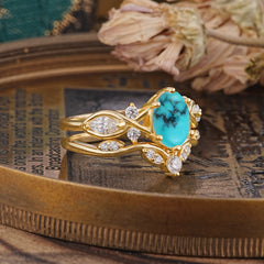 The Sumptuous Oval - Cut Turquoise Halo Ring