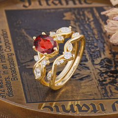 Luxury Oval Cut Garnet Engagement Ring